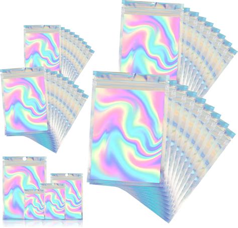 Prestee Small Mylar Bags 3x4 100 Pieces Holographic Resealable Food Storage Smell