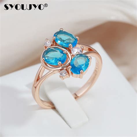 Syoujyo Vintage Blue Natural Zircon Women S Ring 585 Rose Gold Elegant