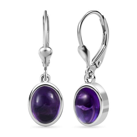 Afrikanischer Amethyst Ohrringe Silber Platiniert Ca Ct Shoplc