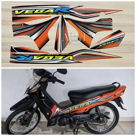 Jual Stiker Striping Motor Vega R Lama 2005 Orange Hitam Shopee Indonesia