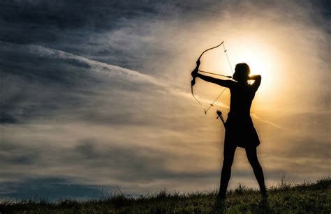 Framed Print Archer Firing An Arrow At Sunset Picture Archery