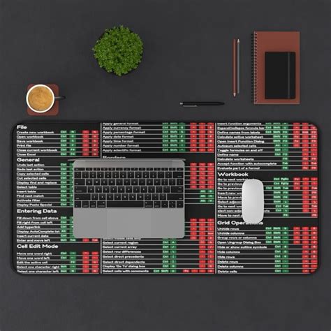 Excel Keyboard Shortcut Cheat Sheet Large Desk Mat Mouse Etsy Excel Large Desk Desk Mat