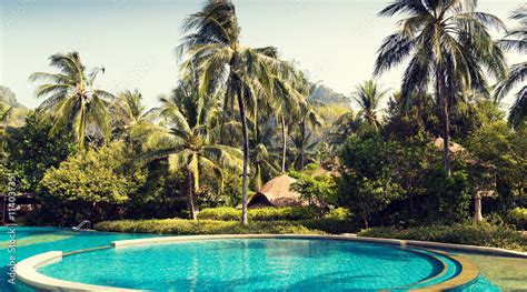 swimming pool at thailand touristic resort Stock Photo | Adobe Stock