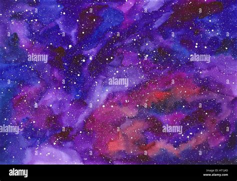 Space abstract hand painted watercolor background. Texture of night sky ...