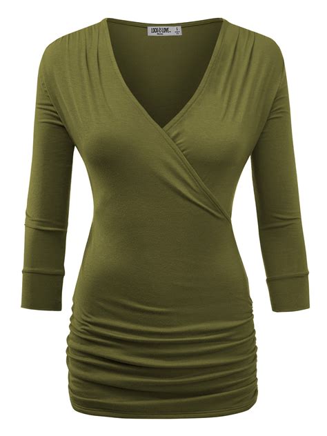 Made By Johnny Women S Deep V Neck Sleeve Slim Fitted T Shirt