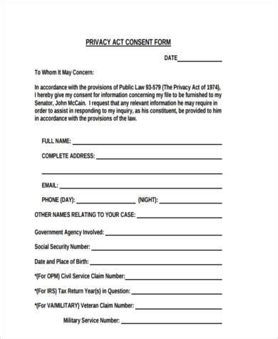 FREE 7 Sample Privacy Consent Forms In PDF MS Word