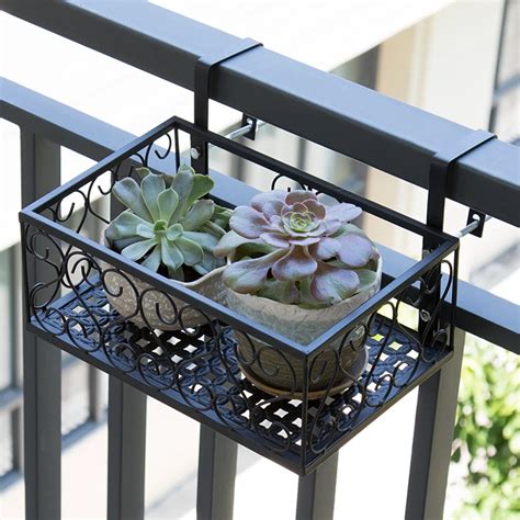 Flower Pots Holder Deck Rail Flowerpot Railing Shelf Balcony Rail Planter Shelf Fence Railing