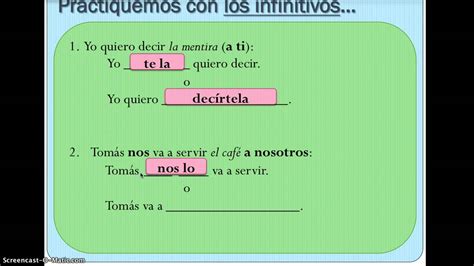 Spanish 2 Chapter 7 Double Object Pronouns Placement Youtube