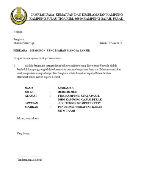 Surat Sokongan Dari Ketua Kampung Ketua Kampung1 Pdf Reece Hardy