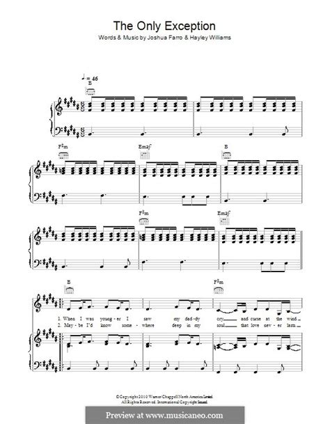 The Only Exception by J. Farro - sheet music on MusicaNeo