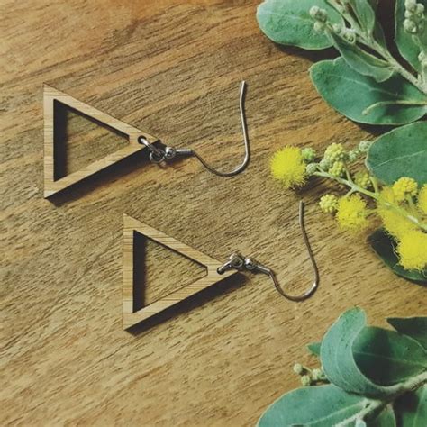 Laser Cut Wooden Earrings Triangle Shape Jewelry Template Vector File Vectors File