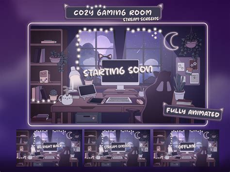 Cozy Animated Stream Screens Package Cozy Gaming Room Etsy