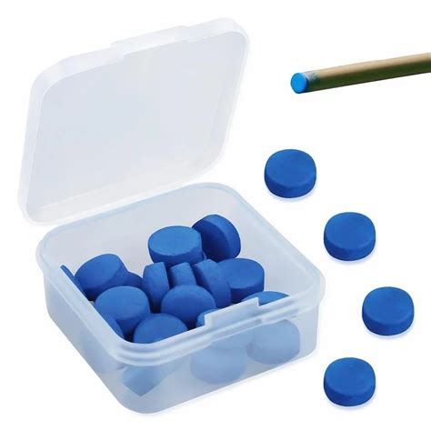 20pcs Cue Tips 10mm Cue Stick Tips Blue Leather Cue Tips With Plastic