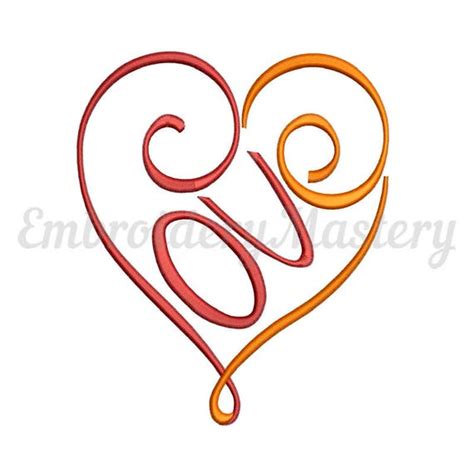 Love Embroidery Design Love With Heart Embroidery Machine Etsy