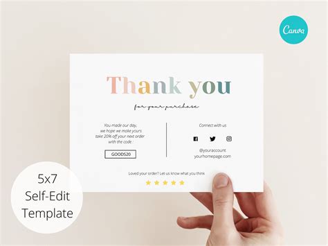 Modern Boho Minimalist Editable Thank You Order Editable Canva Template