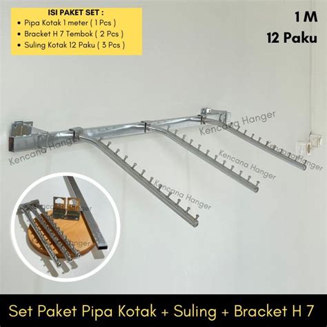 Gantungan Pipa Kotak Set Meter Dengan Hanger Suling Paku Kotak