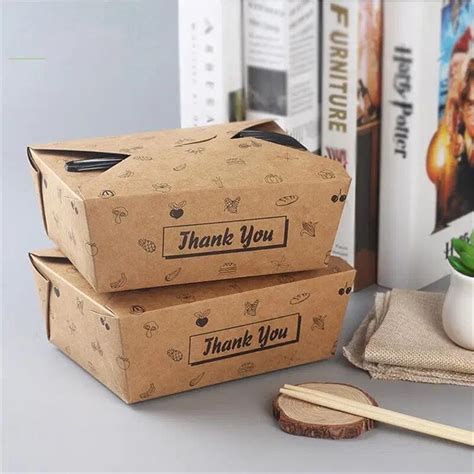 Microwaveable Kraft Brown Take Out Boxes Leak And Grease Resistant Food