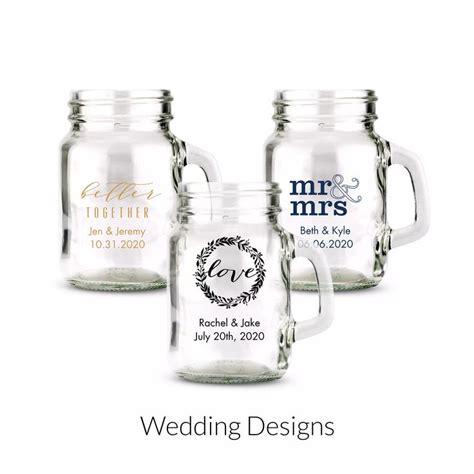 Personalized Mini Mason Jar Shot Glass Party Favor Wedding Mini