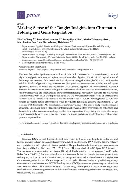 PDF Making Sense Of The Tangle Insights Into Chromatin Folding And