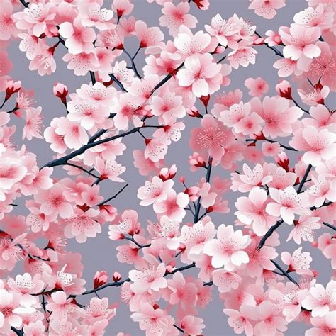 Premium Photo Cherry Blossom Floral Seamless Pattern