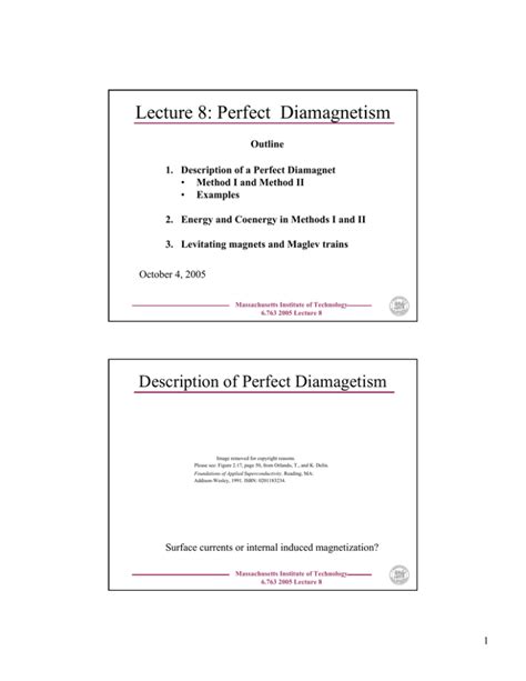 Lecture 8: Perfect Diamagnetism