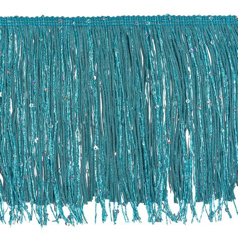 Turquoise Holographic Sequins Chainette Fringe 6 Sequins Trims