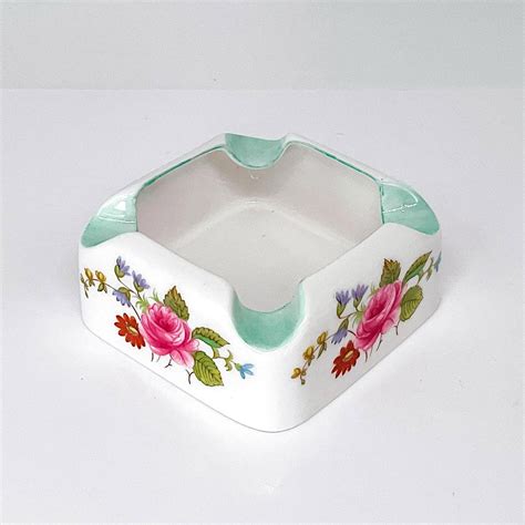 Bid Now Vintage Shelley Fine Bone China Ashtray With Floral Motif