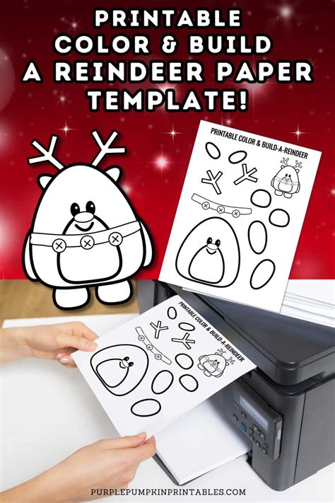 Printable Color Build A Reindeer