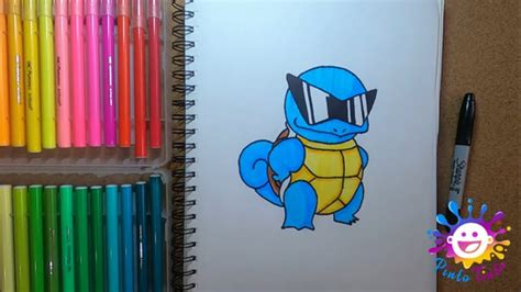 Como Dibujar Y Pintar A Squirtle Con Gafas De Sol Pokemon How To