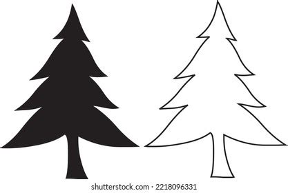 Professional Drawing Pine Tree Black White Stock Vector Royalty Free