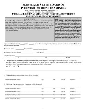 Fillable Online Dhmh State Md BApplicationb For A Dispensing Drug