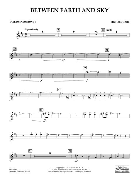 Between Earth And Sky Eb Alto Saxophone 1 By Michael Oare Sheet Music