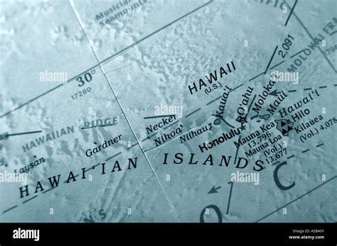 Map Of Hawaiian Islands On A Globe Stock Photo Alamy