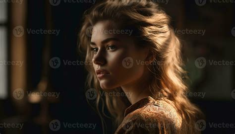 Beautiful Woman With Confident Gaze And Elegance Generated By Ai