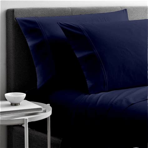 4 Pcs RV Queen Short Sheets, 400 TC 100% Cotton Navy Blue Solid RV Sheets,60" x 75" To Fit Upto ...