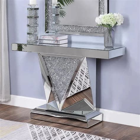 Modern Mirrored Console Table Crushed Diamond Furniture Crystal Console Table Decor - Buy ...