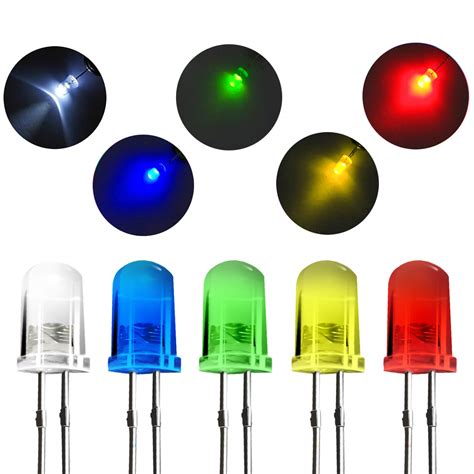 Pcs Colors X Pcs Mm White Red Yellow Green Blue Led Diode