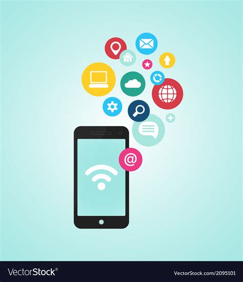 Smartphone Device With Applications App Icons Vector Image