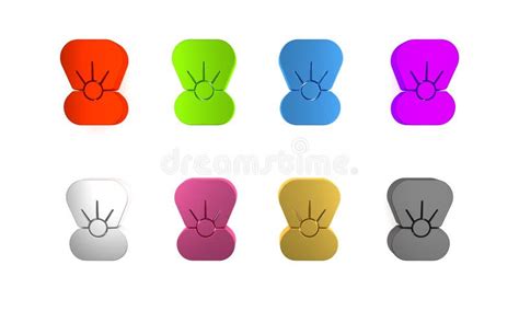 Colorful Natural Open Shell With Pearl Icon Isolated On White