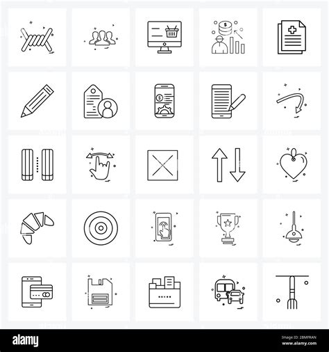 25 Interface Line Icon Set Of Modern Symbols On Healthcare File