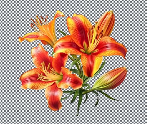 Premium Psd Beautiful Daylilies Isolated On Transparent Background