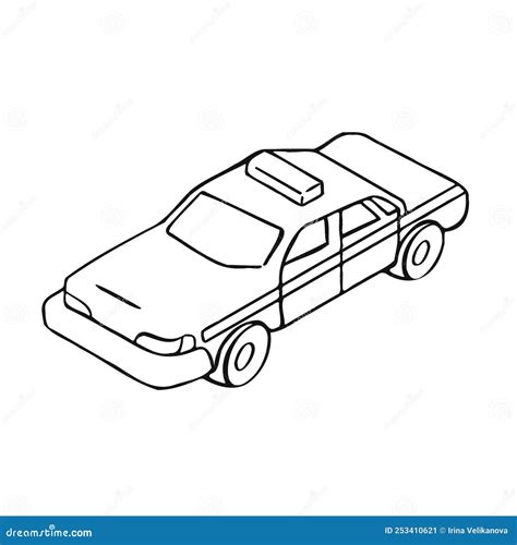 Taxi Car Checkered And Line Vector Illustration Stock Vector