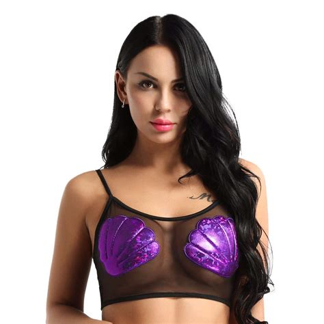 Buy Yizyif Women S Sexy Sheer Bra See Through Mesh Lingerie Low Cut