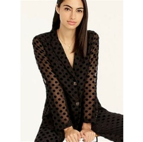 J Crew Jackets And Coats J Crew Collection Parke Blazer In Black Velvet Polka Dot Sheer Suit