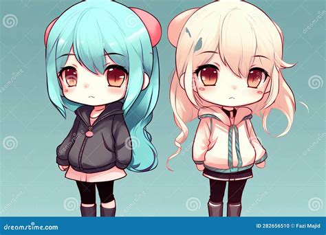 Anime Chibi Style Girl Character Generative Ai Stock Illustration