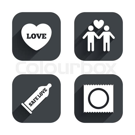 Condom Safe Sex Icons Lovers Gay Stock Vector Colourbox