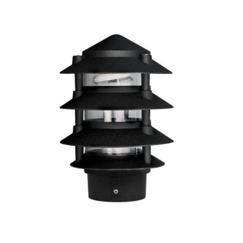 Dabmar 6 In 6w 4 Tier Led Pagoda Pathway Light W 3 In Base A19 120v 3000k Black Dabmar