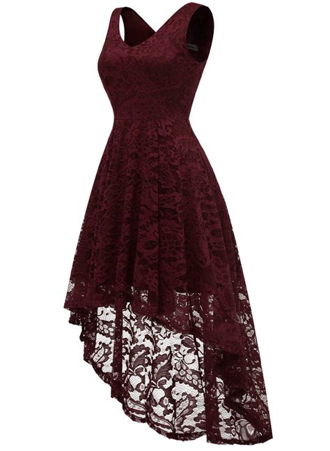 Muadress Womens Vintage Floral Lace Sleeveless Hi Lo Cocktail Formal