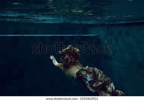 Nude Woman Floating Pool Underwater Photo Stock Photo 2553463921