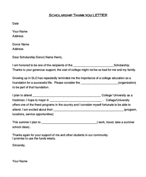 Free 11 Sample Thank You Letter For Scholarship In Ms Word Pdf